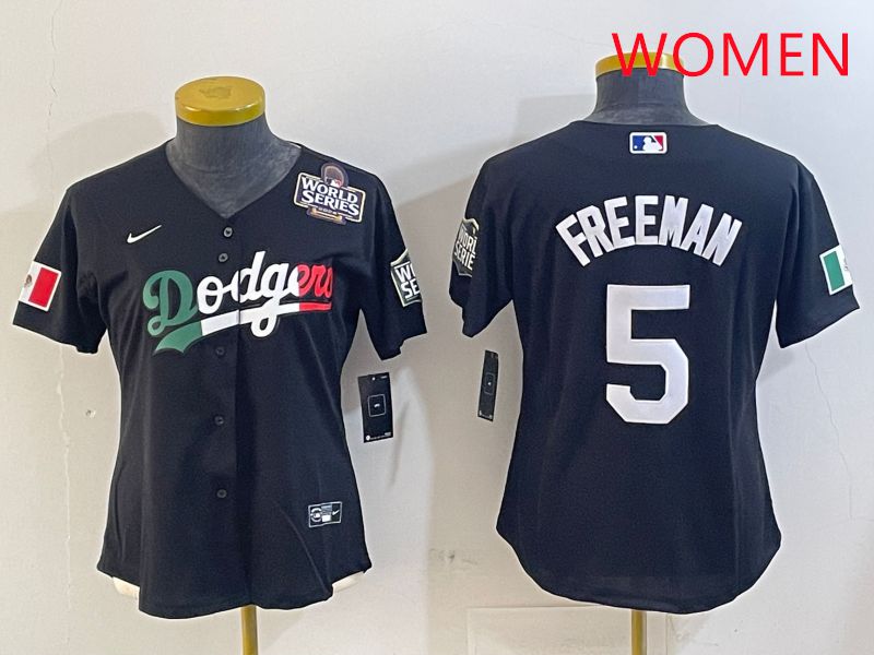 Women Los Angeles Dodgers #5 Freeman Black Game 2025 Nike MLB Jersey style 4032